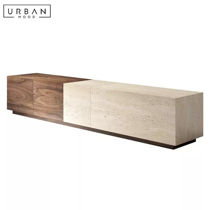 BRANDER Modern Travertine TV Console