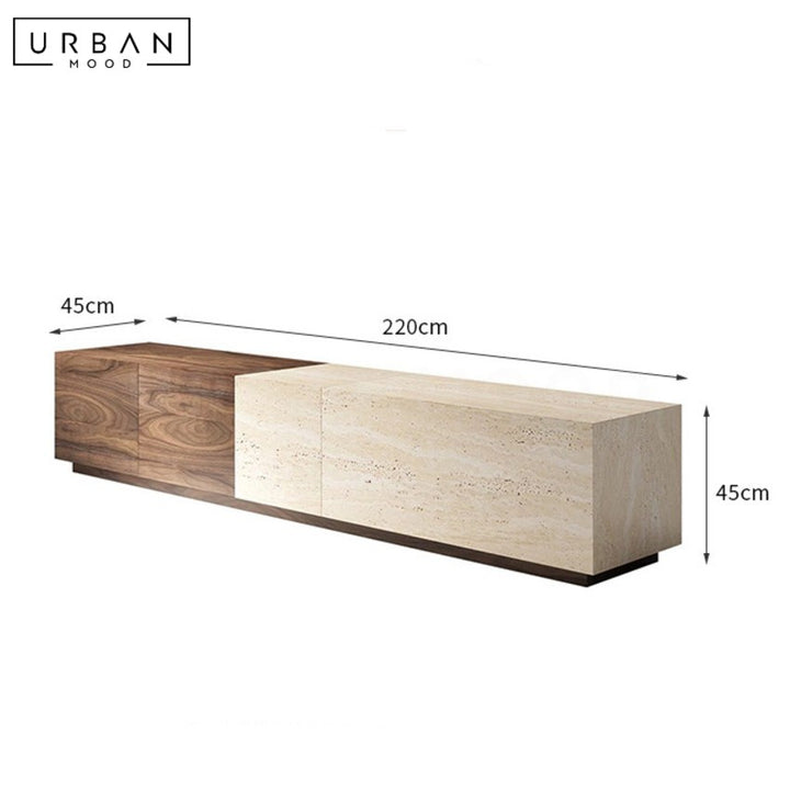 BRANDER Modern Travertine TV Console