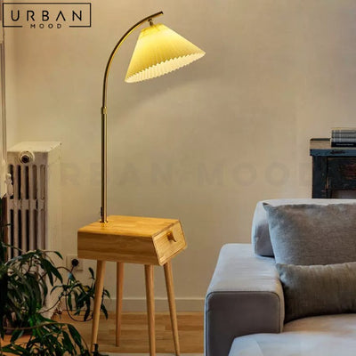 BRANOV Japandi Side Table Floor Lamp