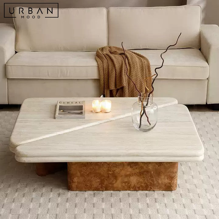 BRIELLE Modern Travertine Coffee Table