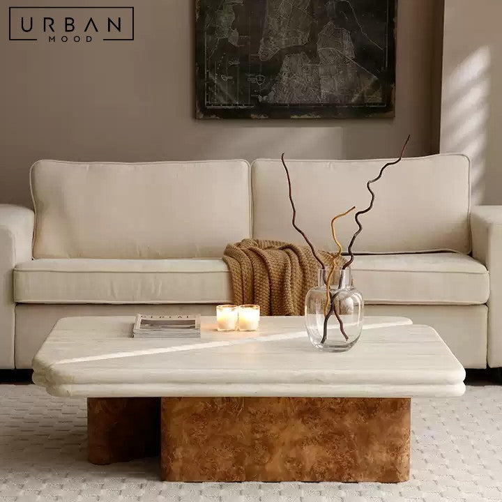 BRIELLE Modern Travertine Coffee Table