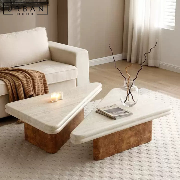 BRIELLE Modern Travertine Coffee Table