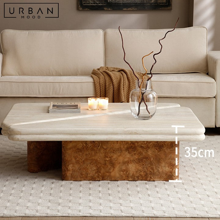 BRIELLE Modern Travertine Coffee Table