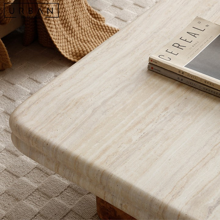 BRIELLE Modern Travertine Coffee Table