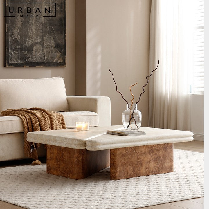 BRIELLE Modern Travertine Coffee Table