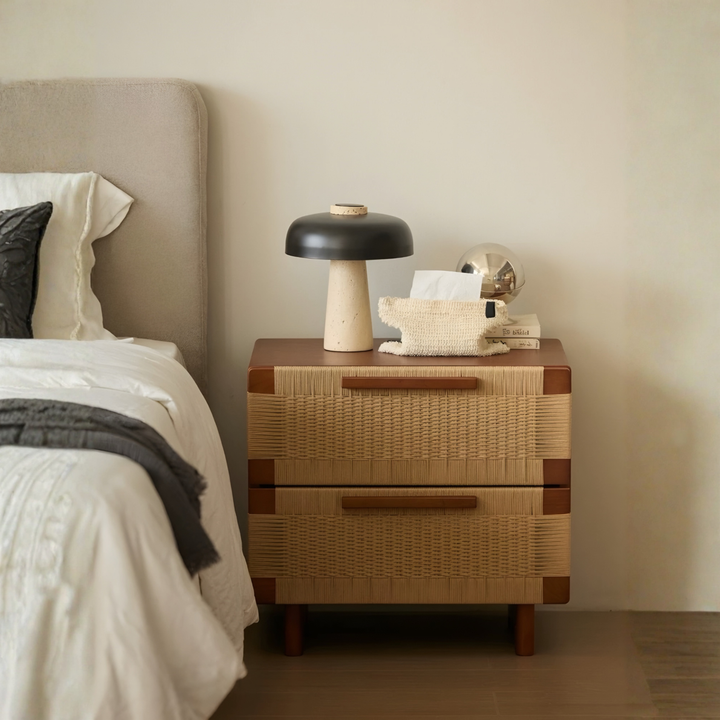 BRIXTEN Rustic Rattan Bedside Table - Urban Mood Singapore