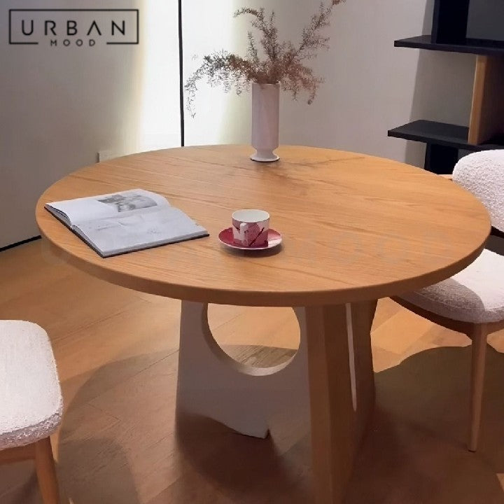 BUELENS Japandi Solid Wood Round Dining Table