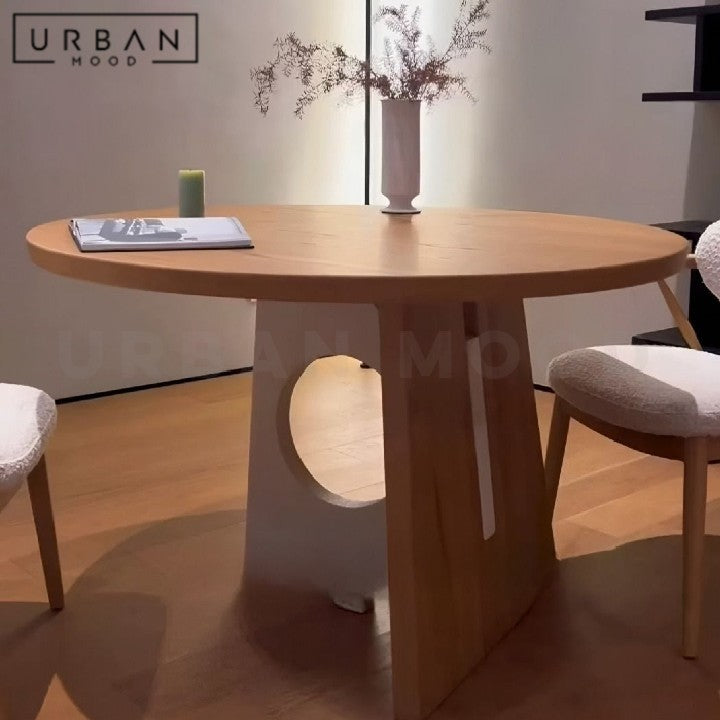 BUELENS Japandi Solid Wood Round Dining Table