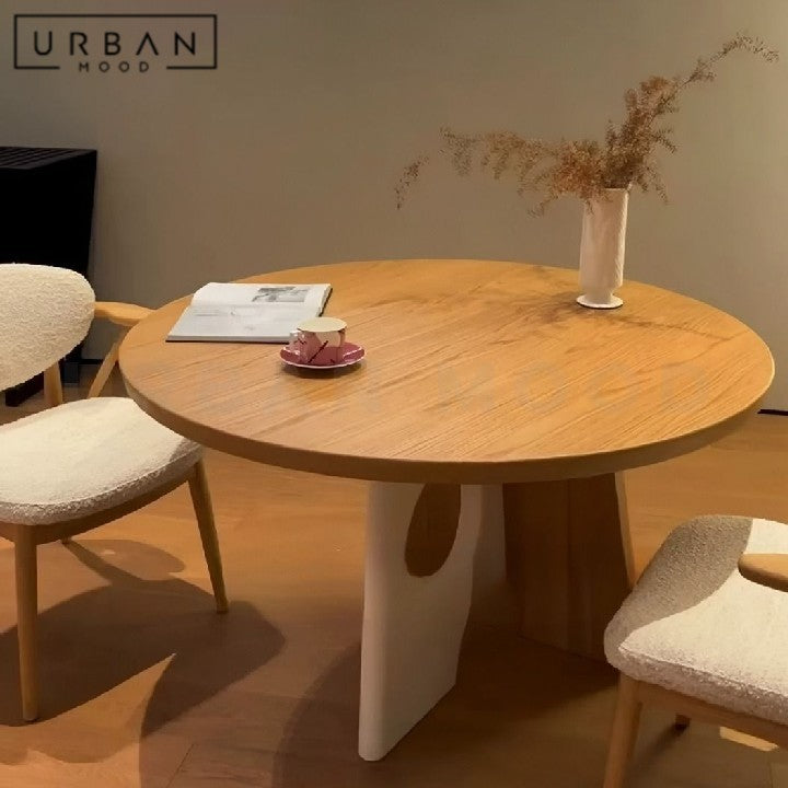 BUELENS Japandi Solid Wood Round Dining Table