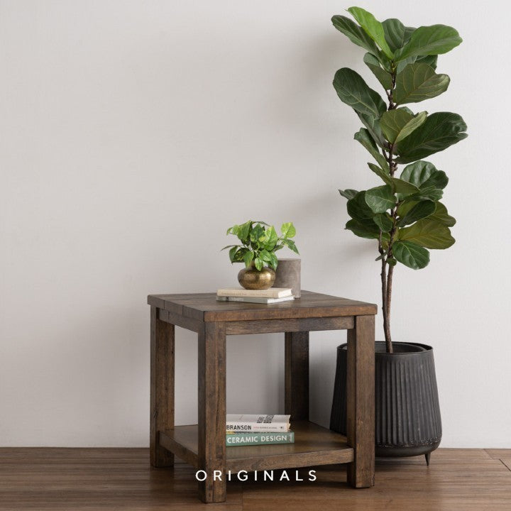 BUKURIJE Rustic Solid Wood Side Table