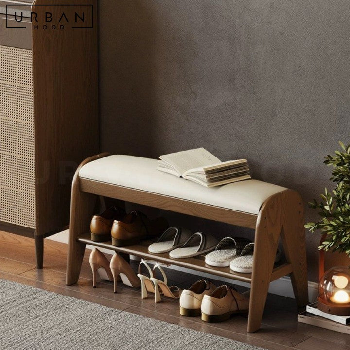 BULS Modern Leather Entryway Bench