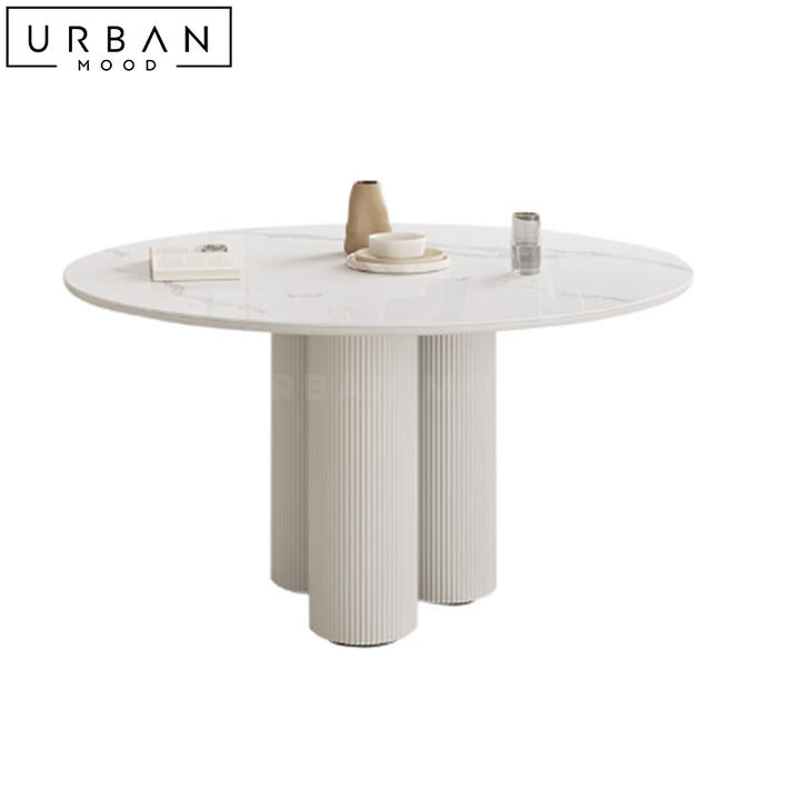 BURKE Japandi Sintered Stone Round Dining Table