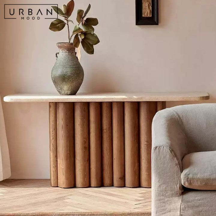 BASH Modern Travertine Console Table