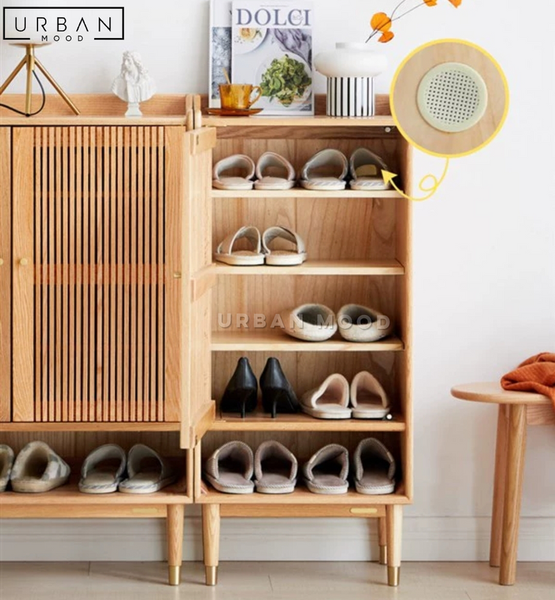 BENEDICT Japandi Solid Wood Shoe Cabinet