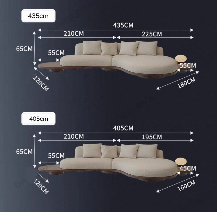 BLOMME Modern Curved Boucle Sofa