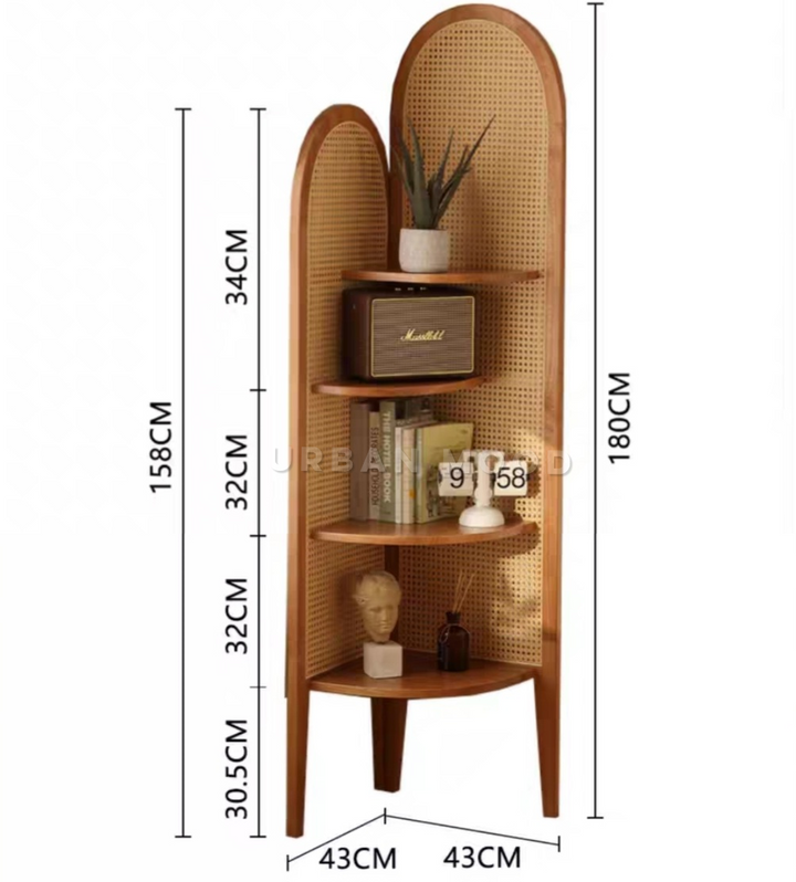 BOONE Rustic Rattan Display Shelf