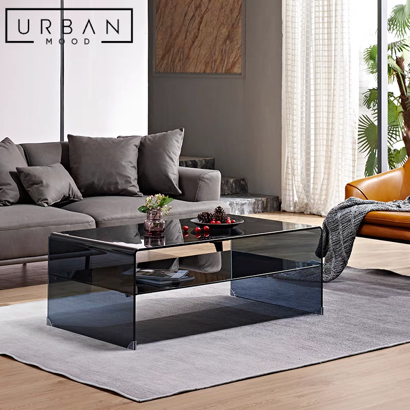 Minimalist glass deals coffee table