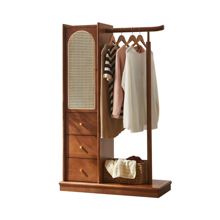 CAELMOR Rustic Rattan Open Concept Wardrobe - Urban Mood Singapore