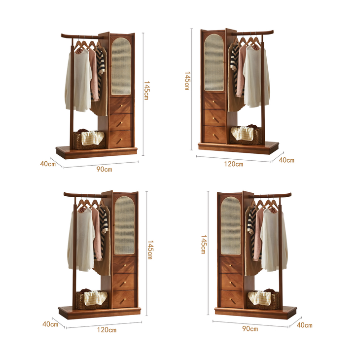 CAELMOR Rustic Rattan Open Concept Wardrobe - Urban Mood Singapore