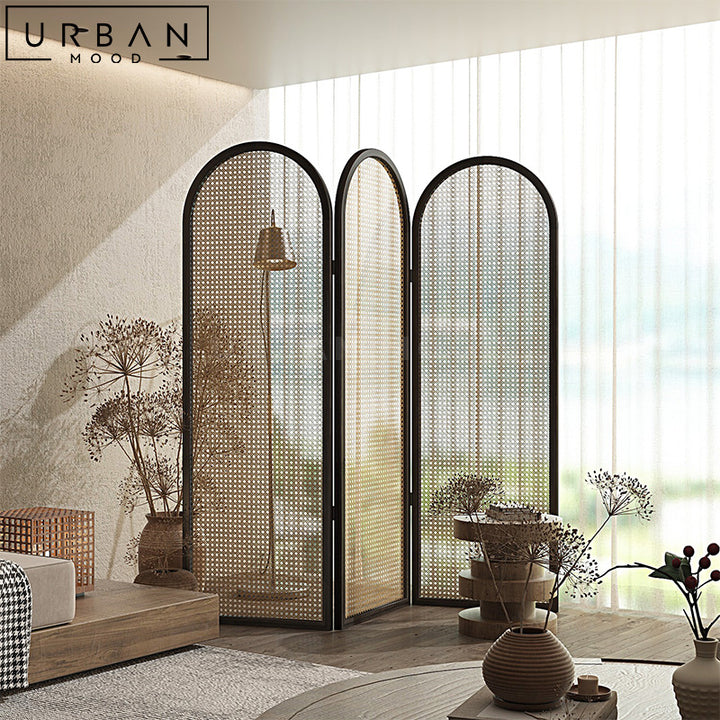 CAMEN Japandi Rattan Folding Screen