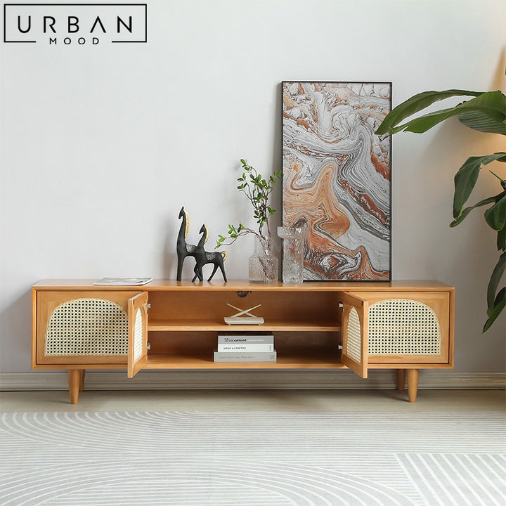 CARLE Rustic Rattan TV Console