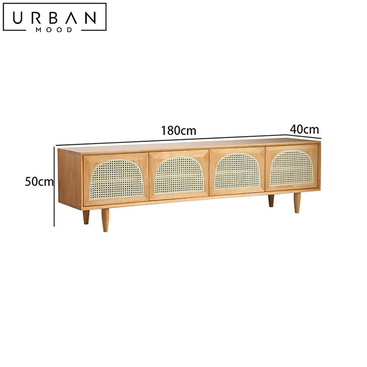 CARLE Rustic Rattan TV Console