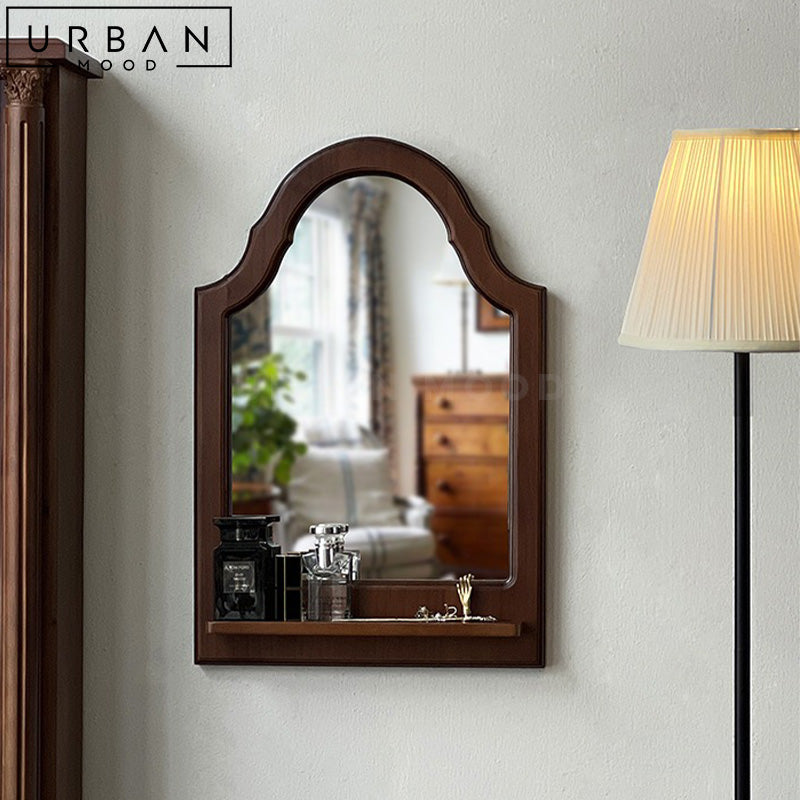 CARRING Mid Century Solid Wood Wall Mirror