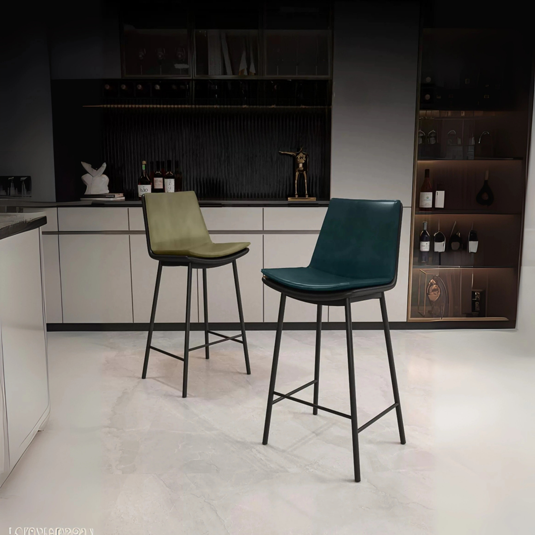 CASSIAN Modern Leather Bar Stool - Urban Mood Singapore