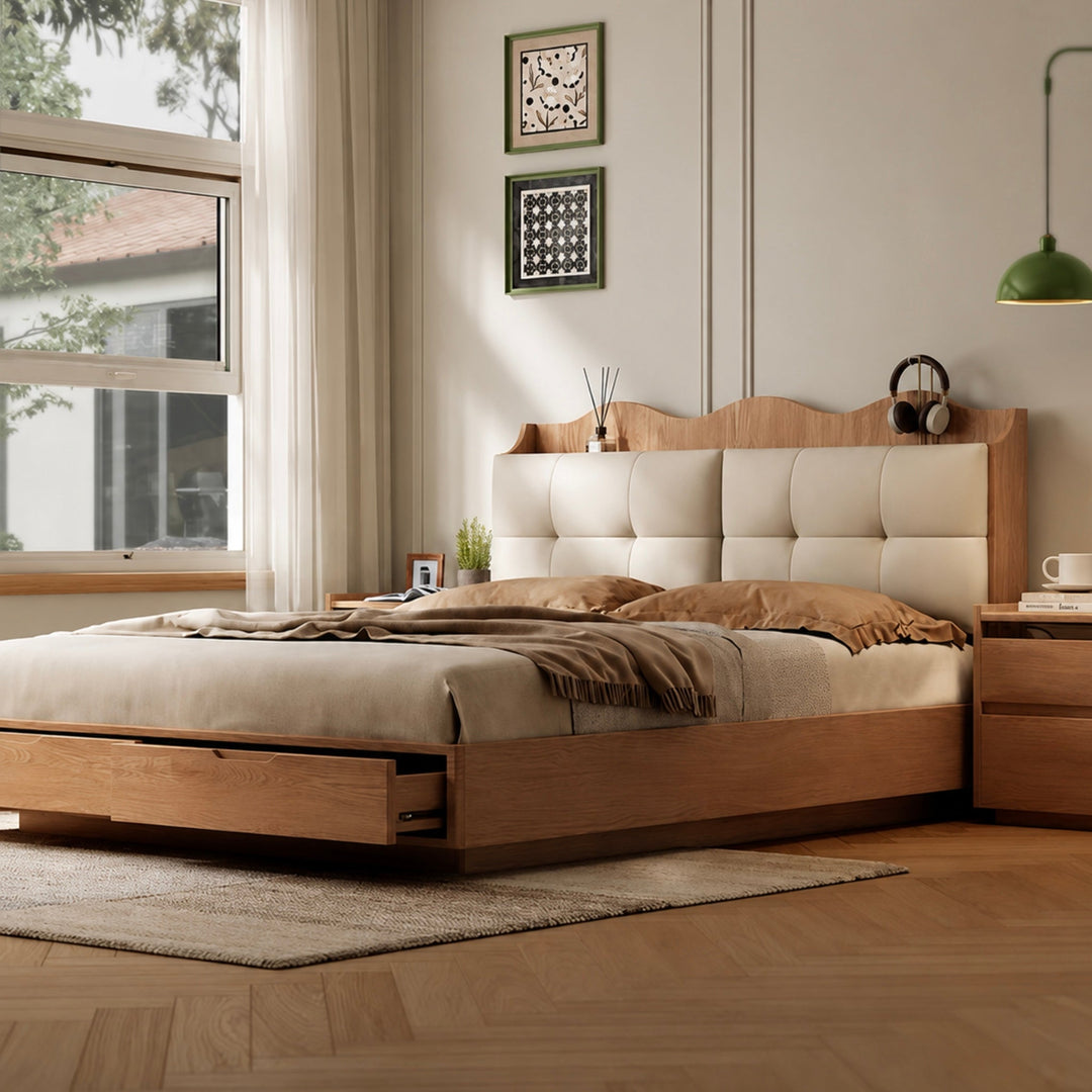 KELDRIS Modern Solid Wood Storage Bedframe - Cassa Haus Singapore