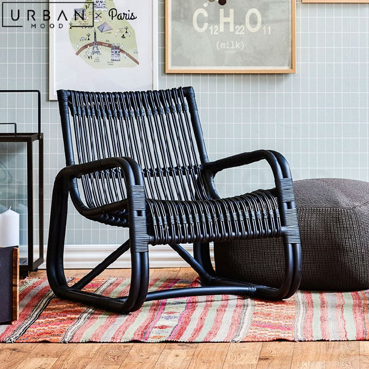 CELIA Rustic Outdoor Rattan Lounge Chair