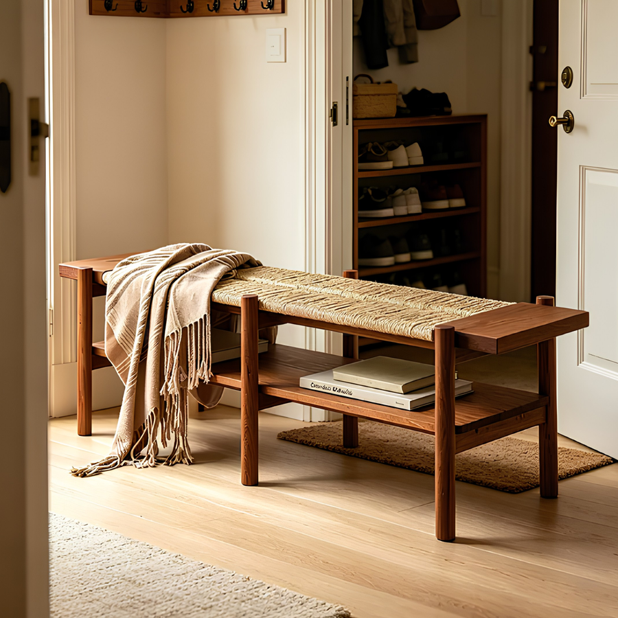 CELON Rustic Rattan Bench - Urban Mood Singapore