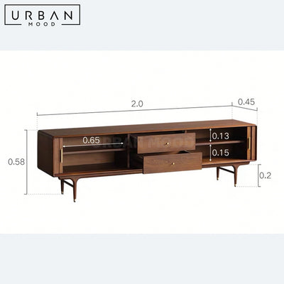 CENTE Mid Century Solid Wood TV Console