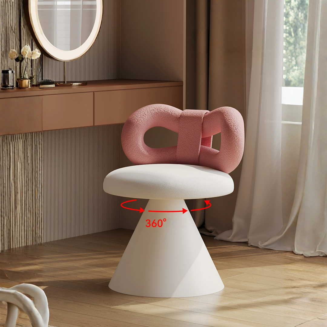 CHANTER Modern Swivel Boucle Vanity Stool - Urban Mood Singapore