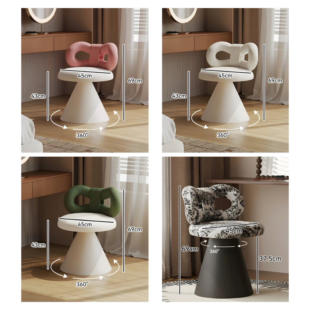 CHANTER Modern Swivel Boucle Vanity Stool - Urban Mood Singapore