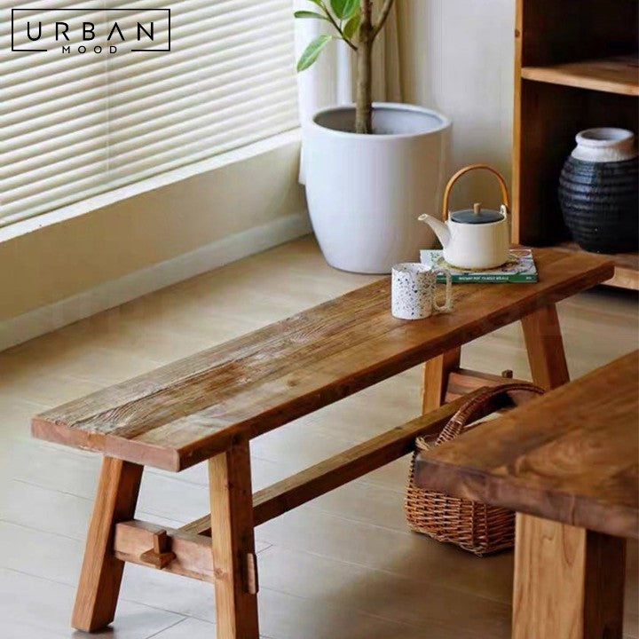 CHAO Rustic Solid Wood Dining Bench