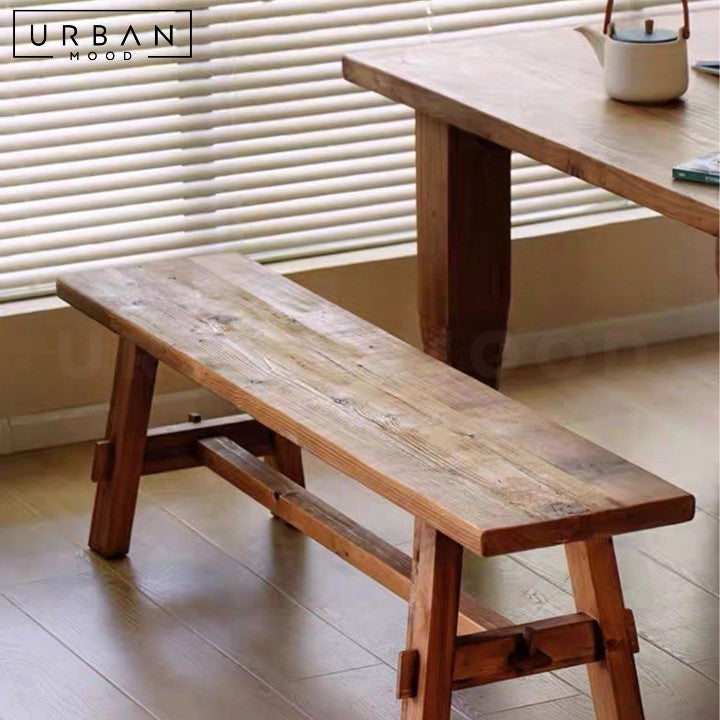 CHAO Rustic Solid Wood Dining Bench