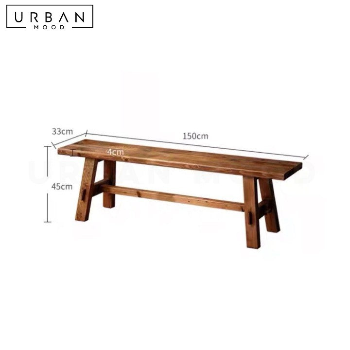 CHAO Rustic Solid Wood Dining Bench