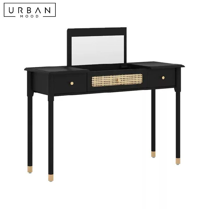 CHAUVET Mid-Century Rattan Vanity Table