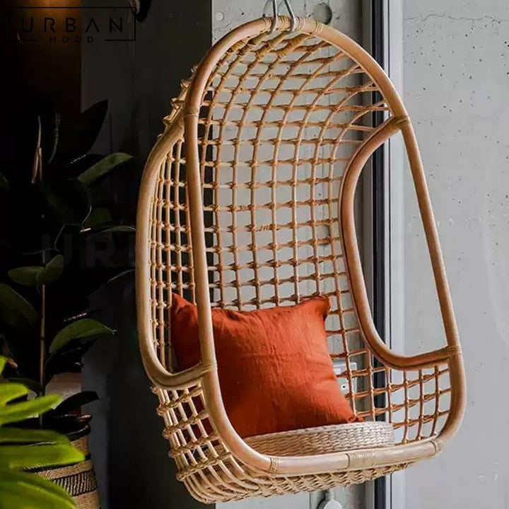 CHERYL Rustic Rattan Swing Chair