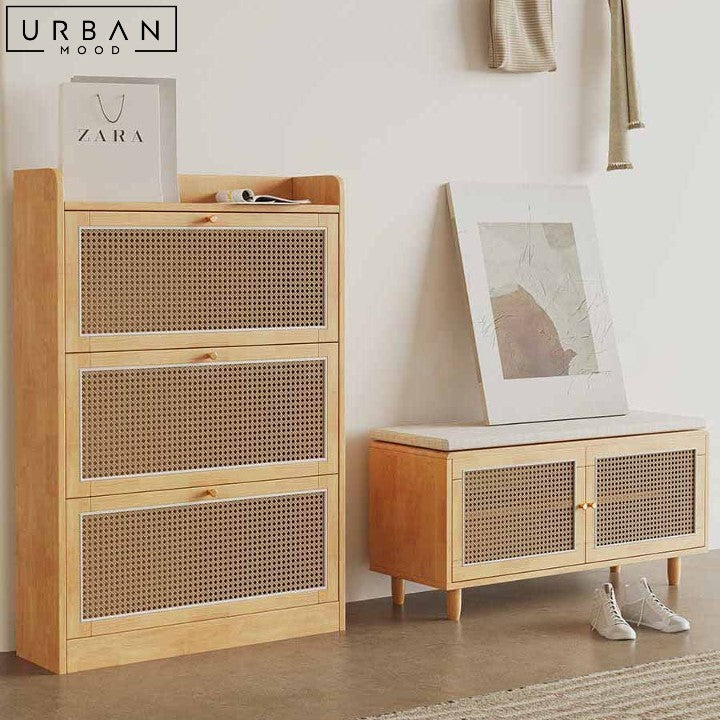 KWAN Rattan Slim Shoe Cabinet