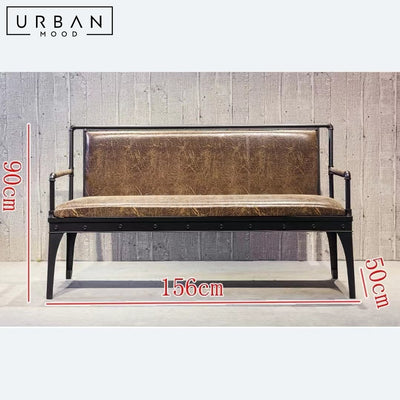 COOP Industrial Leather Dining Bench