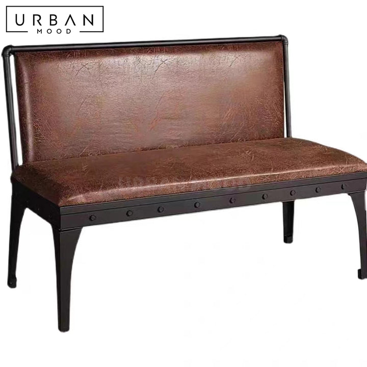 COOP Industrial Leather Dining Bench