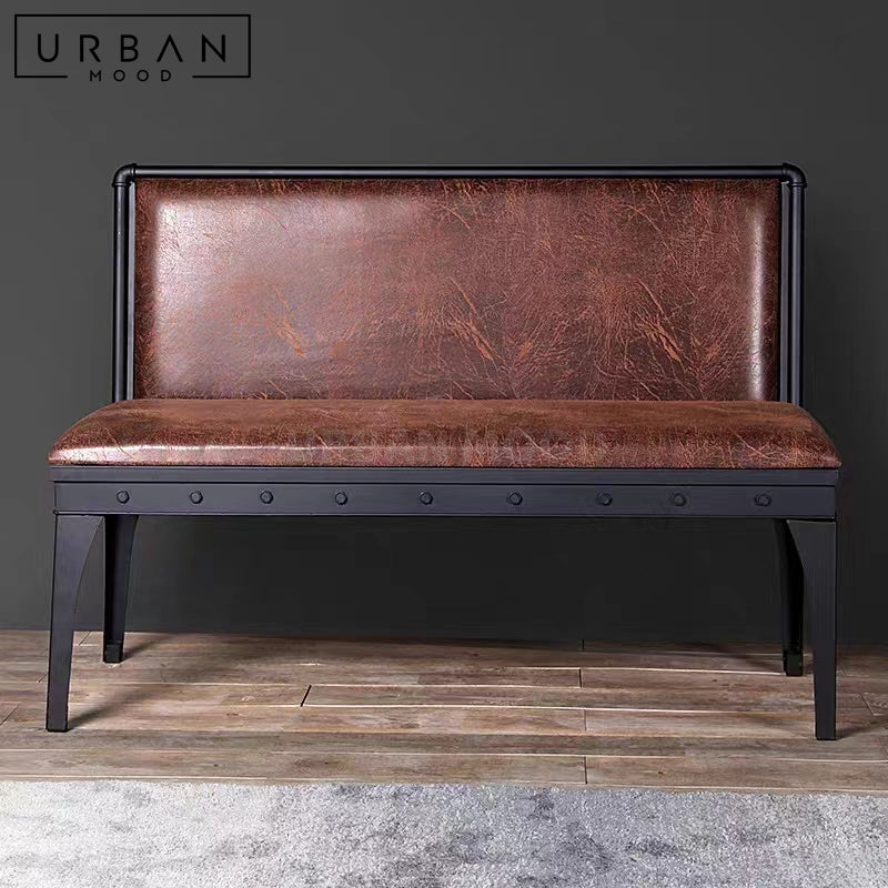 COOP Industrial Leather Dining Bench