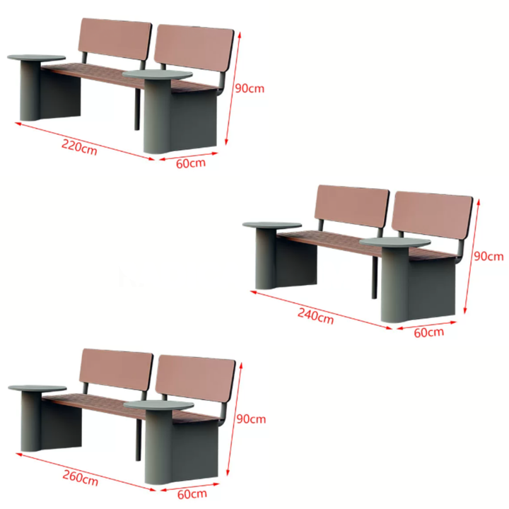 CRESVAR Modern Outdoor Bench With Side Tables - Urban Mood Singapore