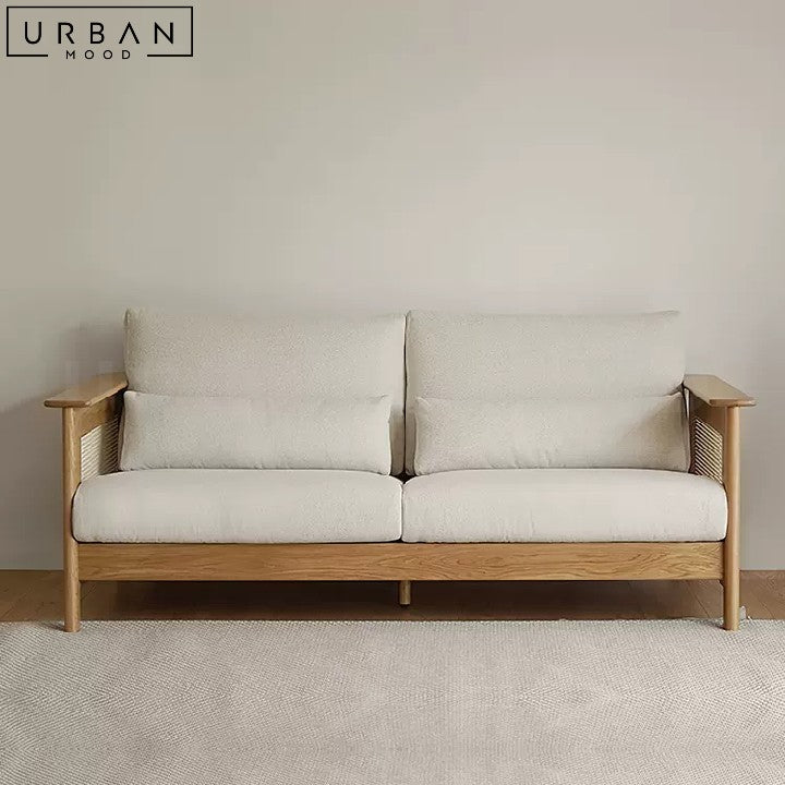 CAIS Japandi Rattan Fabric Sofa