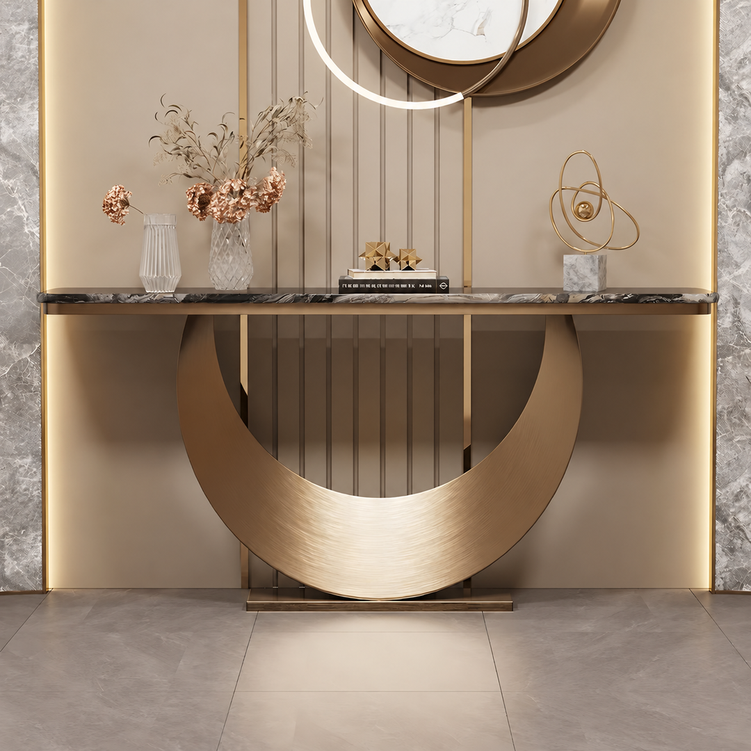 ARCELLE Modern Natural Marble Console Table - Cassa Haus Singapore