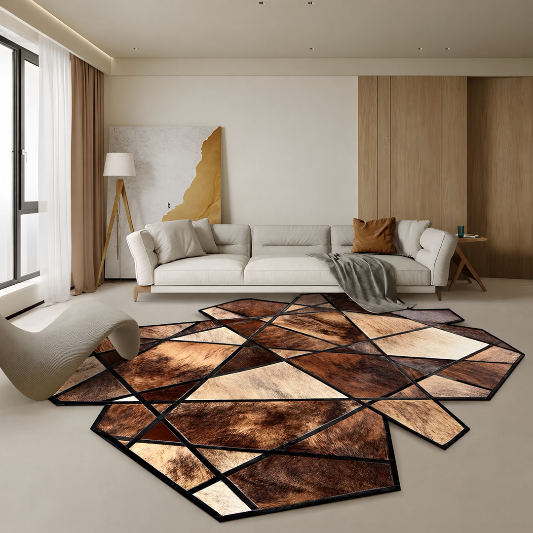VELMORIA Modern Cowhide Leather Rug - Cassa Haus Singapore