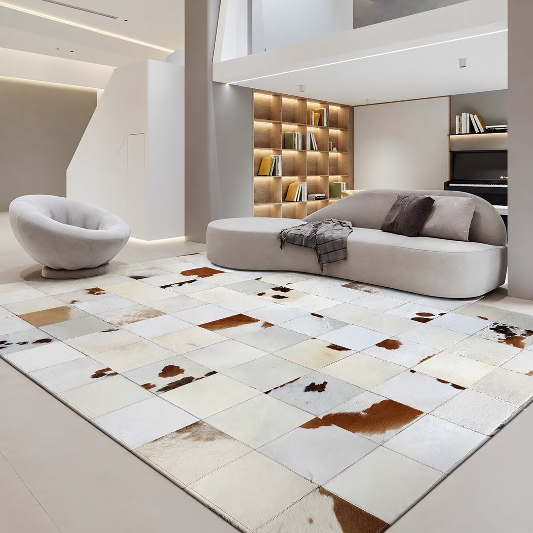 AVELITHRA Modern Cowhide Leather Rug - Cassa Haus Singapore