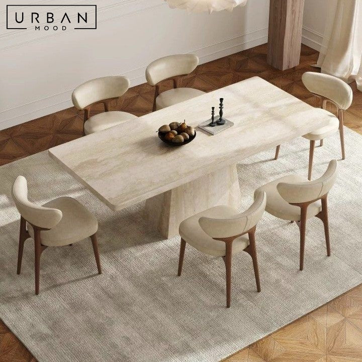 DAMIER Modern Travertine Dining Table