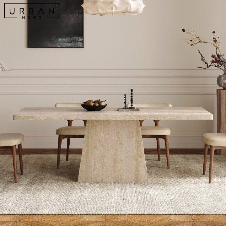 DAMIER Modern Travertine Dining Table